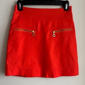 Orange Mini Skirt with Gold Zipper Accents size 34 / XS
